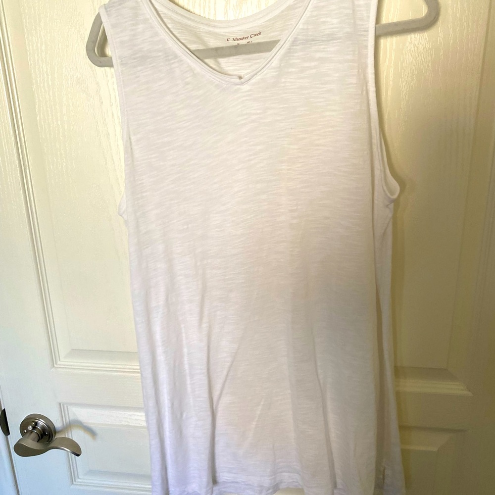 COLDWATER CREEK Tunic Top Women Sz Medium white long sleeveless